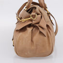 Miu Miu Matelasse Hand Bag Leather 2way Brown Gold Auth 207078A-4