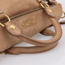 Miu Miu Matelasse Hand Bag Leather 2way Brown Gold Auth 207078A-7
