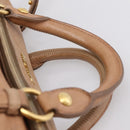 Miu Miu Matelasse Hand Bag Leather 2way Brown Gold Auth 207078A-14