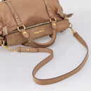 Miu Miu Matelasse Hand Bag Leather 2way Brown Gold Auth 207078A-8