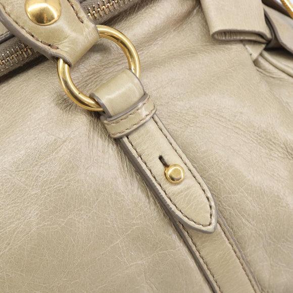 Miu Miu Matelasse Hand Bag Vitellolux 2way Beige Gold Auth 207079M