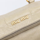 Miu Miu Matelasse Hand Bag Vitellolux 2way Beige Gold Auth 207079M-19