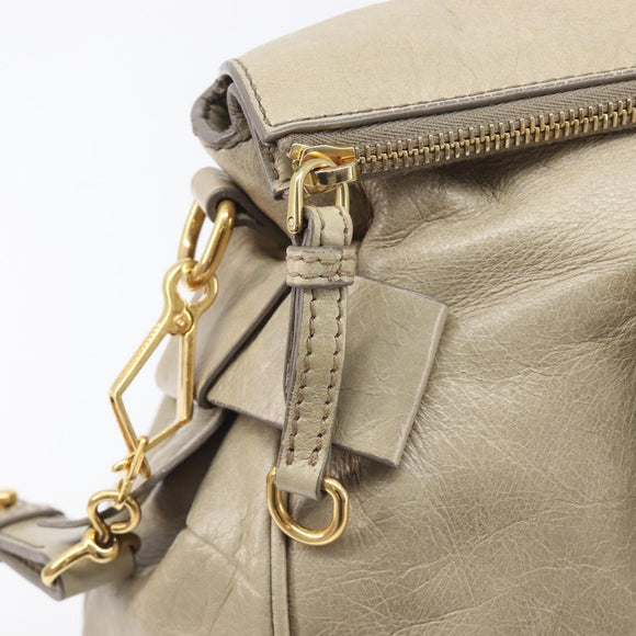 Miu Miu Matelasse Hand Bag Vitellolux 2way Beige Gold Auth 207079M