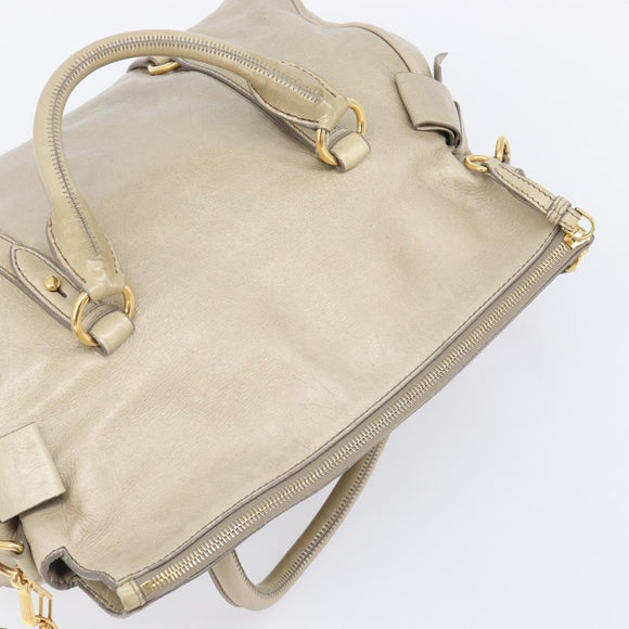 Miu Miu Matelasse Hand Bag Vitellolux 2way Beige Gold Auth 207079M