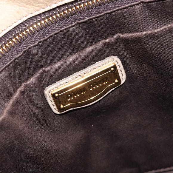 Miu Miu Matelasse Hand Bag Vitellolux 2way Beige Gold Auth 207079M