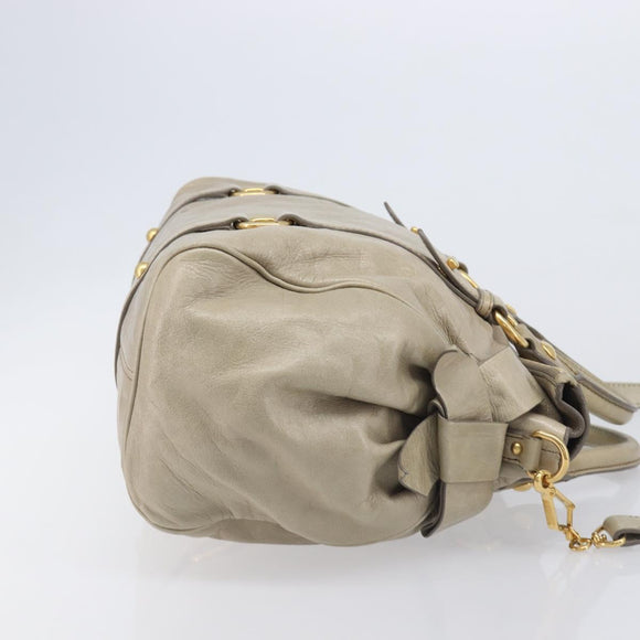 Miu Miu Matelasse Hand Bag Vitellolux 2way Beige Gold Auth 207079M