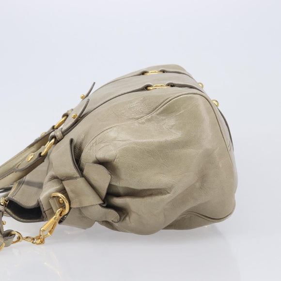 Miu Miu Matelasse Hand Bag Vitellolux 2way Beige Gold Auth 207079M