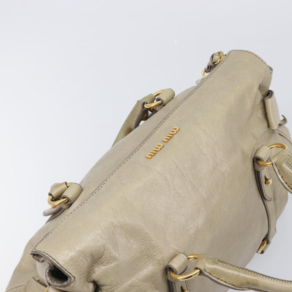 Miu Miu Matelasse Hand Bag Vitellolux 2way Beige Gold Auth 207079M