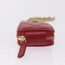 CHANEL 2.55 Matelasse Chain Neck Pouch Lamb Skin Red Gold CC Auth 207080M-10