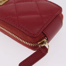 CHANEL 2.55 Matelasse Chain Neck Pouch Lamb Skin Red Gold CC Auth 207080M-11