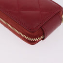 CHANEL 2.55 Matelasse Chain Neck Pouch Lamb Skin Red Gold CC Auth 207080M-13