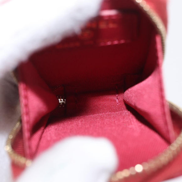 CHANEL 2.55 Matelasse Chain Neck Pouch Lamb Skin Red Gold CC Auth 207080M