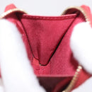 CHANEL 2.55 Matelasse Chain Neck Pouch Lamb Skin Red Gold CC Auth 207080M-19