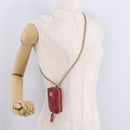CHANEL 2.55 Matelasse Chain Neck Pouch Lamb Skin Red Gold CC Auth 207080M-22