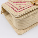 CHANEL Boy Chanel Chain Shoulder Bag Raffia Beige Gold CC Auth 207083SM-15