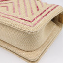 CHANEL Boy Chanel Chain Shoulder Bag Raffia Beige Gold CC Auth 207083SM-16