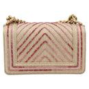 CHANEL Boy Chanel Chain Shoulder Bag Raffia Beige Gold CC Auth 207083SM-2