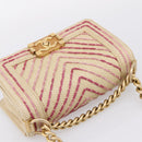 CHANEL Boy Chanel Chain Shoulder Bag Raffia Beige Gold CC Auth 207083SM-6