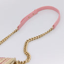 CHANEL Boy Chanel Chain Shoulder Bag Raffia Beige Gold CC Auth 207083SM-14