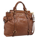 Miu Miu Matelasse Hand Bag Vitellolux 2way Brown Gold Auth 207085V-1