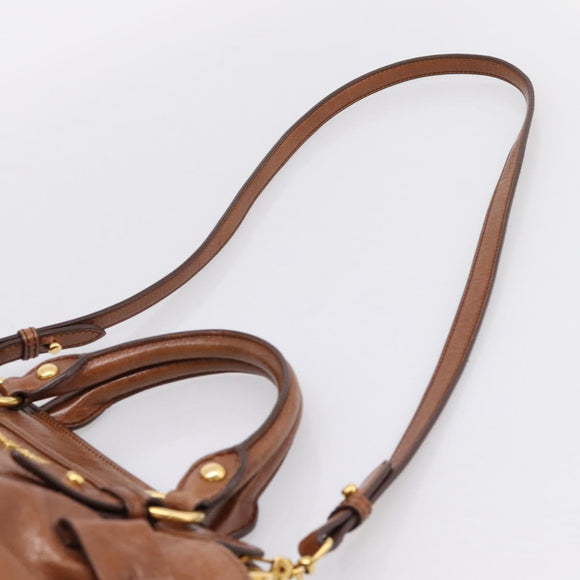 Miu Miu Matelasse Hand Bag Vitellolux 2way Brown Gold Auth 207085V