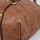 Miu Miu Matelasse Hand Bag Vitellolux 2way Brown Gold Auth 207085V-12