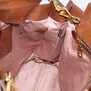 Miu Miu Matelasse Hand Bag Vitellolux 2way Brown Gold Auth 207085V-21