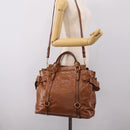 Miu Miu Matelasse Hand Bag Vitellolux 2way Brown Gold Auth 207085V-27