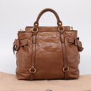 Miu Miu Matelasse Hand Bag Vitellolux 2way Brown Gold Auth 207085V-12