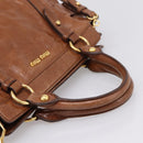 Miu Miu Matelasse Hand Bag Vitellolux 2way Brown Gold Auth 207085V-7