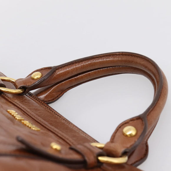 Miu Miu Matelasse Hand Bag Vitellolux 2way Brown Gold Auth 207085V