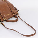 Miu Miu Matelasse Hand Bag Vitellolux 2way Brown Gold Auth 207085V-8