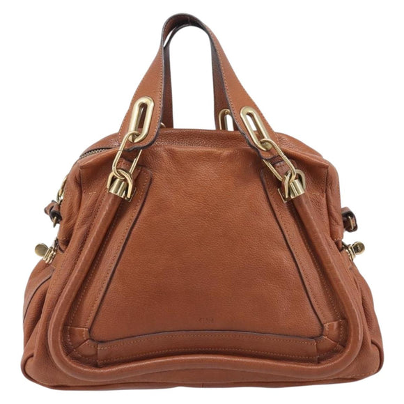 Chloe Paraty Hand Bag Leather 2way Beige Gold Auth 207086A