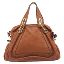 Chloe Paraty Hand Bag Leather 2way Beige Gold Auth 207086A-3