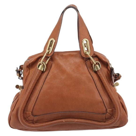 Chloe Paraty Hand Bag Leather 2way Beige Gold Auth 207086A