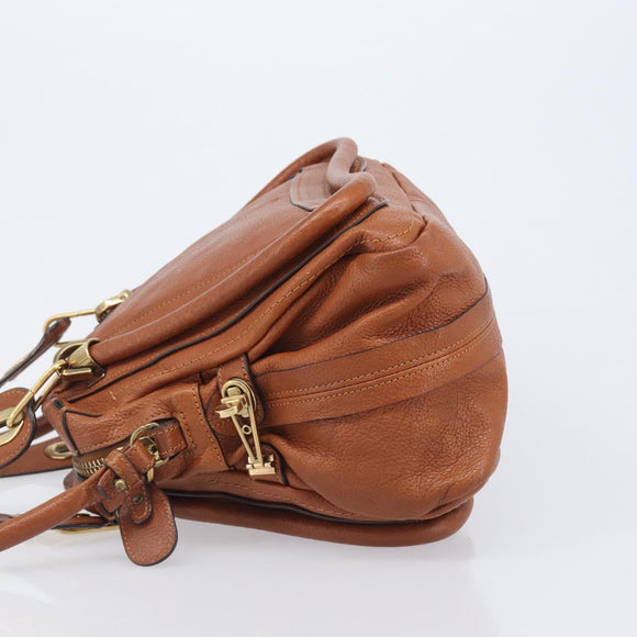 Chloe Paraty Hand Bag Leather 2way Beige Gold Auth 207086A