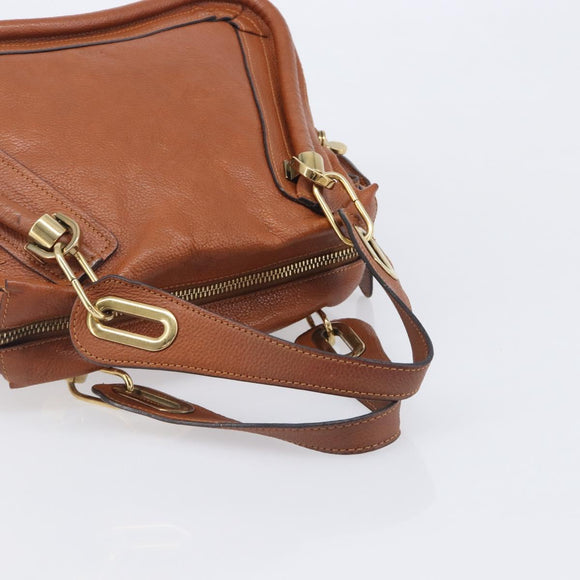 Chloe Paraty Hand Bag Leather 2way Beige Gold Auth 207086A