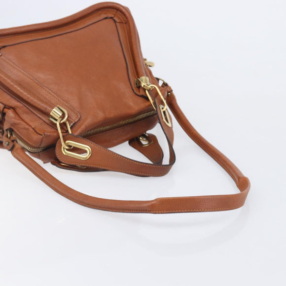 Chloe Paraty Hand Bag Leather 2way Beige Gold Auth 207086A