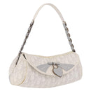 Christian Dior Trotter Canvas Romantic Chain Bag PVC White Silver Auth 207087A-1