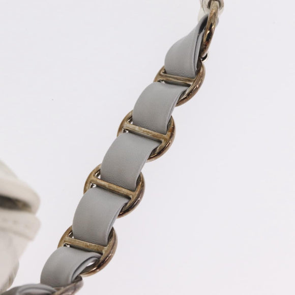 Christian Dior Trotter Canvas Romantic Chain Bag PVC White Silver Auth 207087A