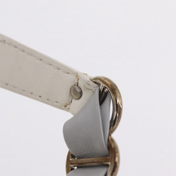 Christian Dior Trotter Canvas Romantic Chain Bag PVC White Silver Auth 207087A