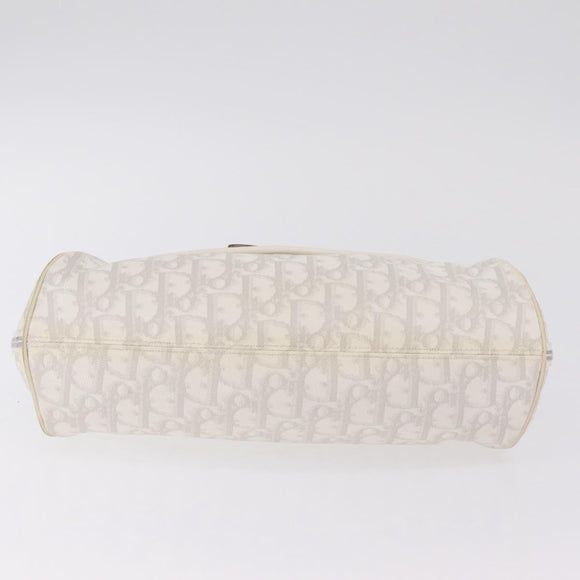 Christian Dior Trotter Canvas Romantic Chain Bag PVC White Silver Auth 207087A