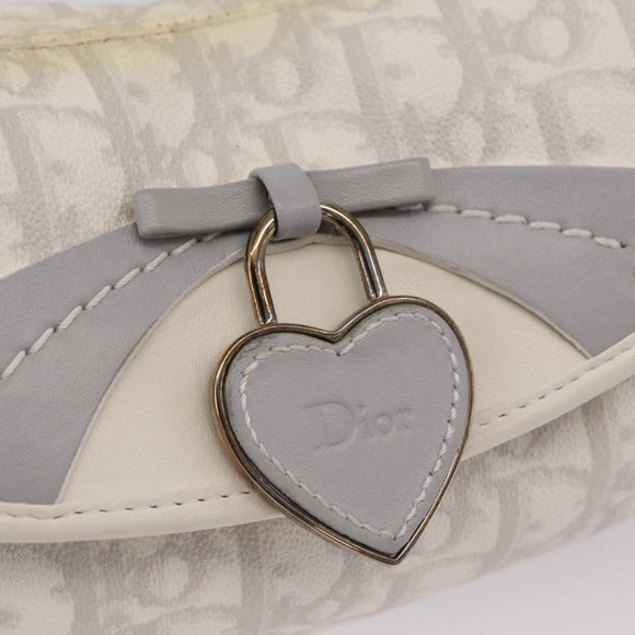Christian Dior Trotter Canvas Romantic Chain Bag PVC White Silver Auth 207087A