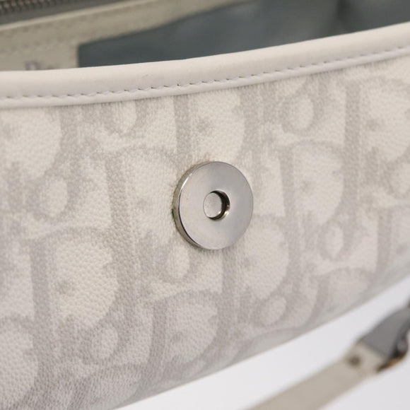 Christian Dior Trotter Canvas Romantic Chain Bag PVC White Silver Auth 207087A