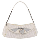 Christian Dior Trotter Canvas Romantic Chain Bag PVC White Silver Auth 207087A-13