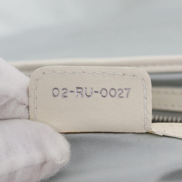 Christian Dior Trotter Canvas Romantic Chain Bag PVC White Silver Auth 207087A