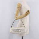 Christian Dior Trotter Canvas Romantic Chain Bag PVC White Silver Auth 207087A-31