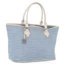 FENDI Tote Bag Canvas Light Blue Silver Auth 207089-1