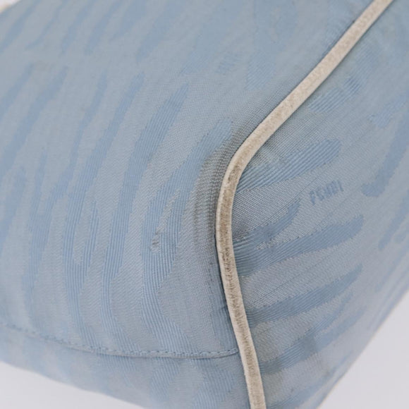 FENDI Tote Bag Canvas Light Blue Silver Auth 207089