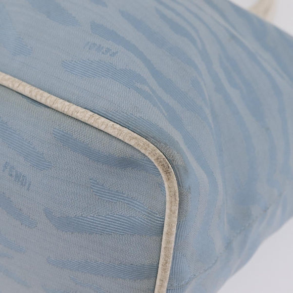FENDI Tote Bag Canvas Light Blue Silver Auth 207089
